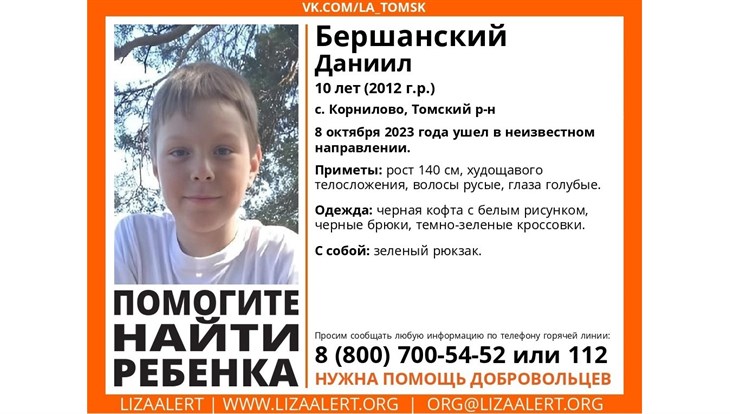 Десятилетний мальчик пропал под Томском, организован поиск