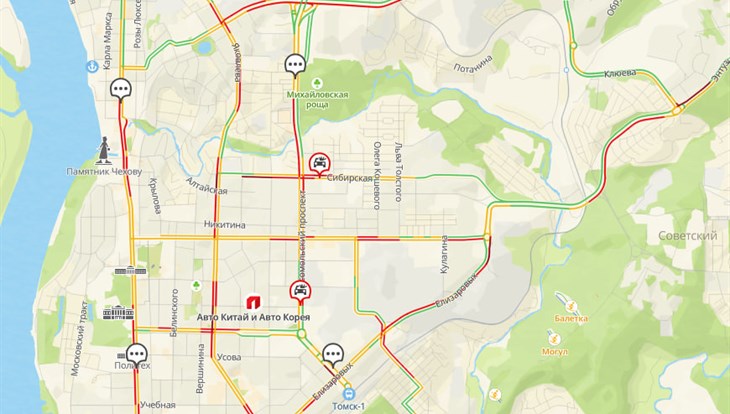 Десятибалльные пробки образовались в Томске вечером в пятницу