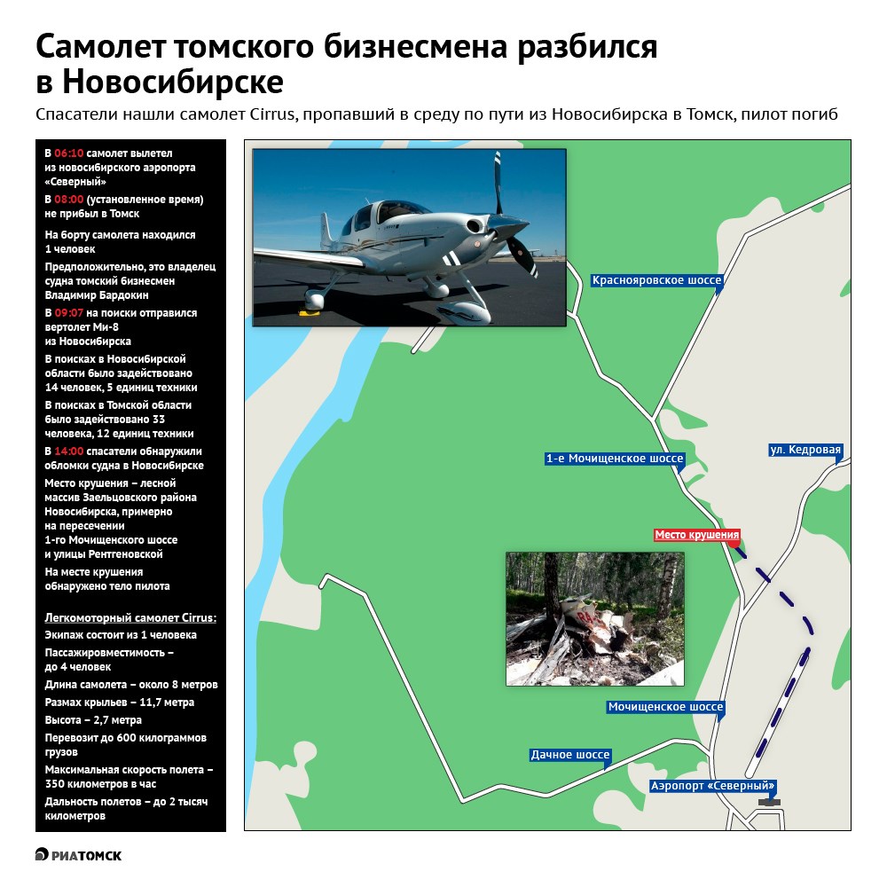 Подробности авиакатастрофы в Новосибирске. Карта