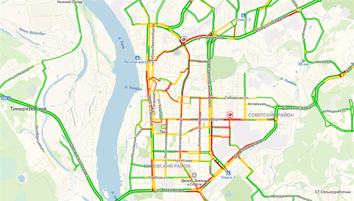 Пробки в томске на данный момент
