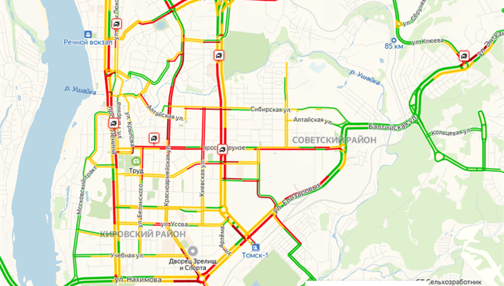 Пробки в томске на данный момент