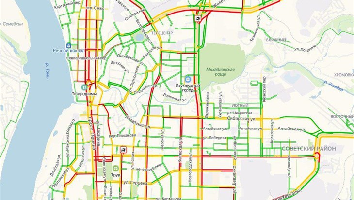 Пробки томск сейчас онлайн карта смотреть