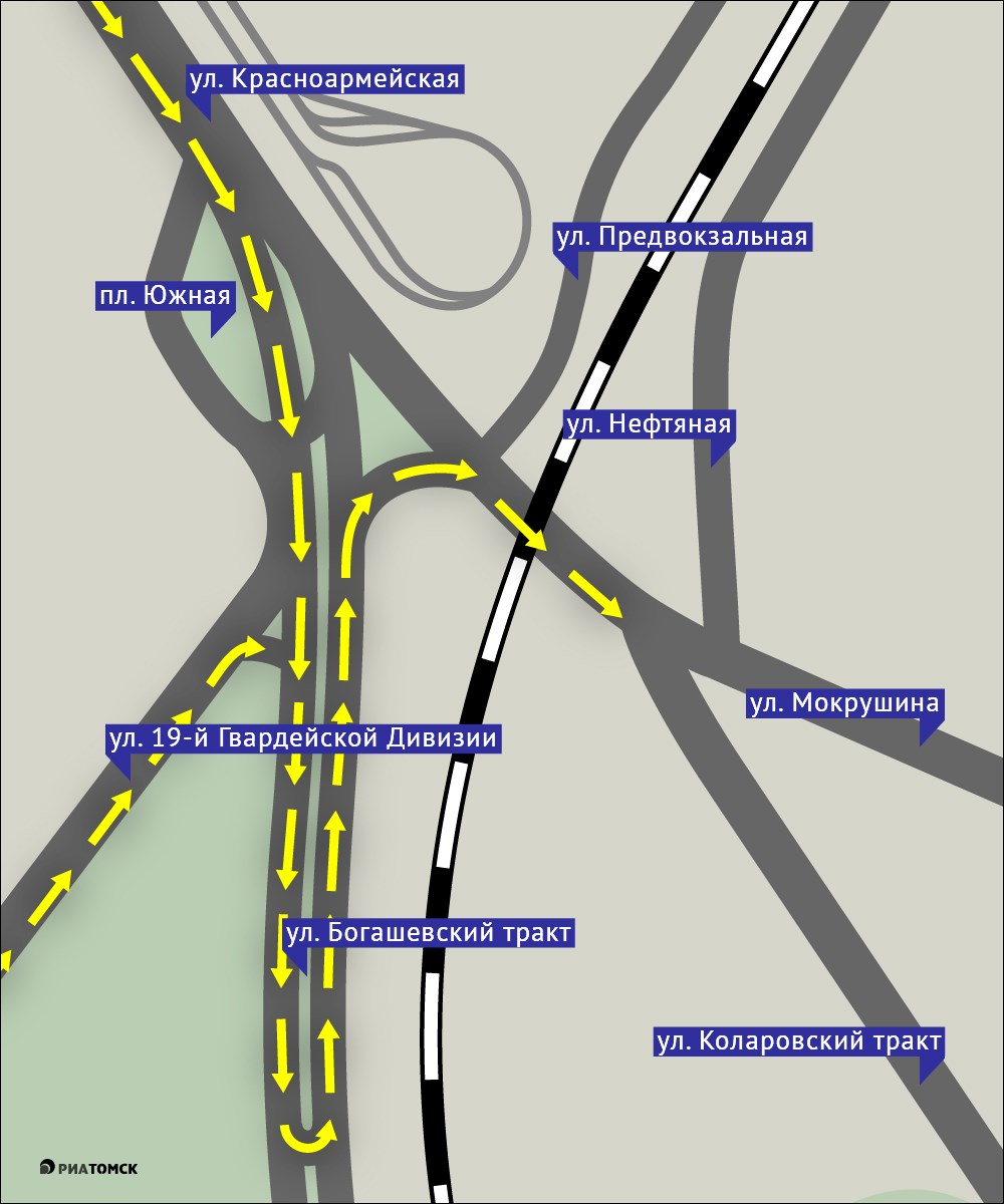 Схема проезда с пл.Южной на ул.Мокрушина в Томске изменится с субботы - РИА  Томск