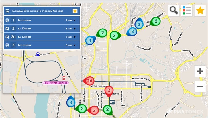 Карта автобусов томск