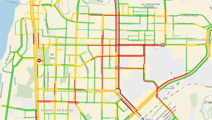 Пробки томск сейчас онлайн карта смотреть бесплатно без регистрации